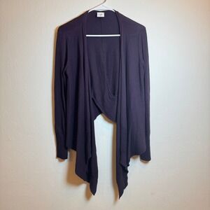 Cabi Womens Size M Dark Purple Draped Open Front Cardigan Sweater